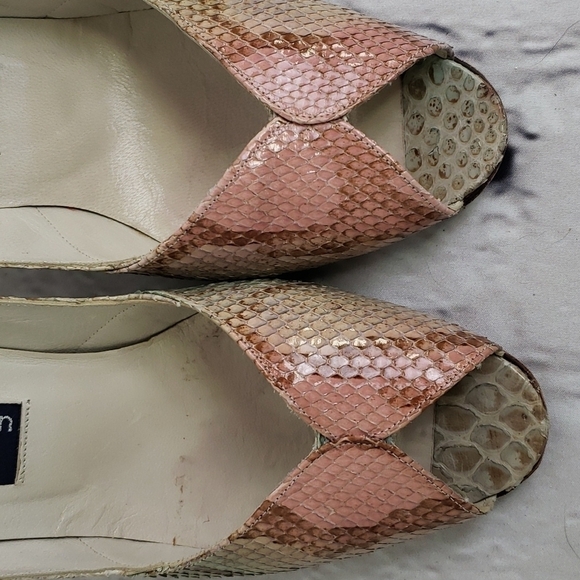 STUART Weitzman For Mr Seymour Snake Skin Peeptoe Heels 8.5 Multicolor in Box EU - Picture 6 of 16